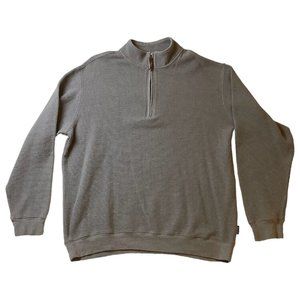 Woolrich Sweater Mens Size XXL Gray 1/4 Zip Mock Neck Long Sleeve 100% Cotton